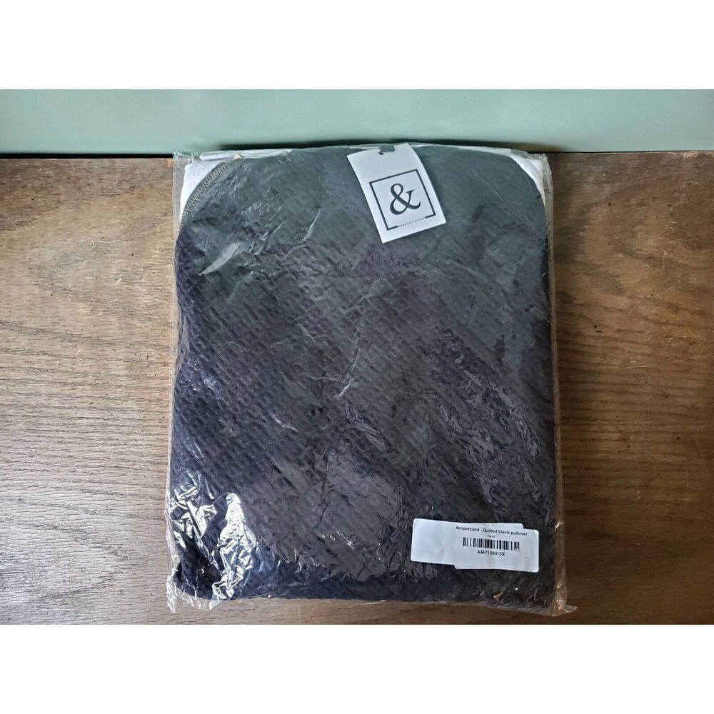 NWT Ampersand Avenue Quilted Black Double Hood L/S Hoodie Size XXXL